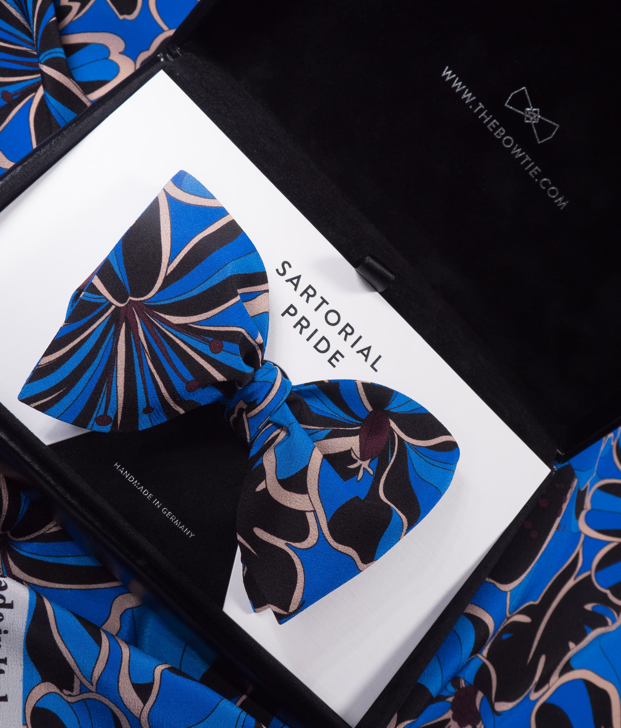 Royal Blue Floral Silk Bow Tie