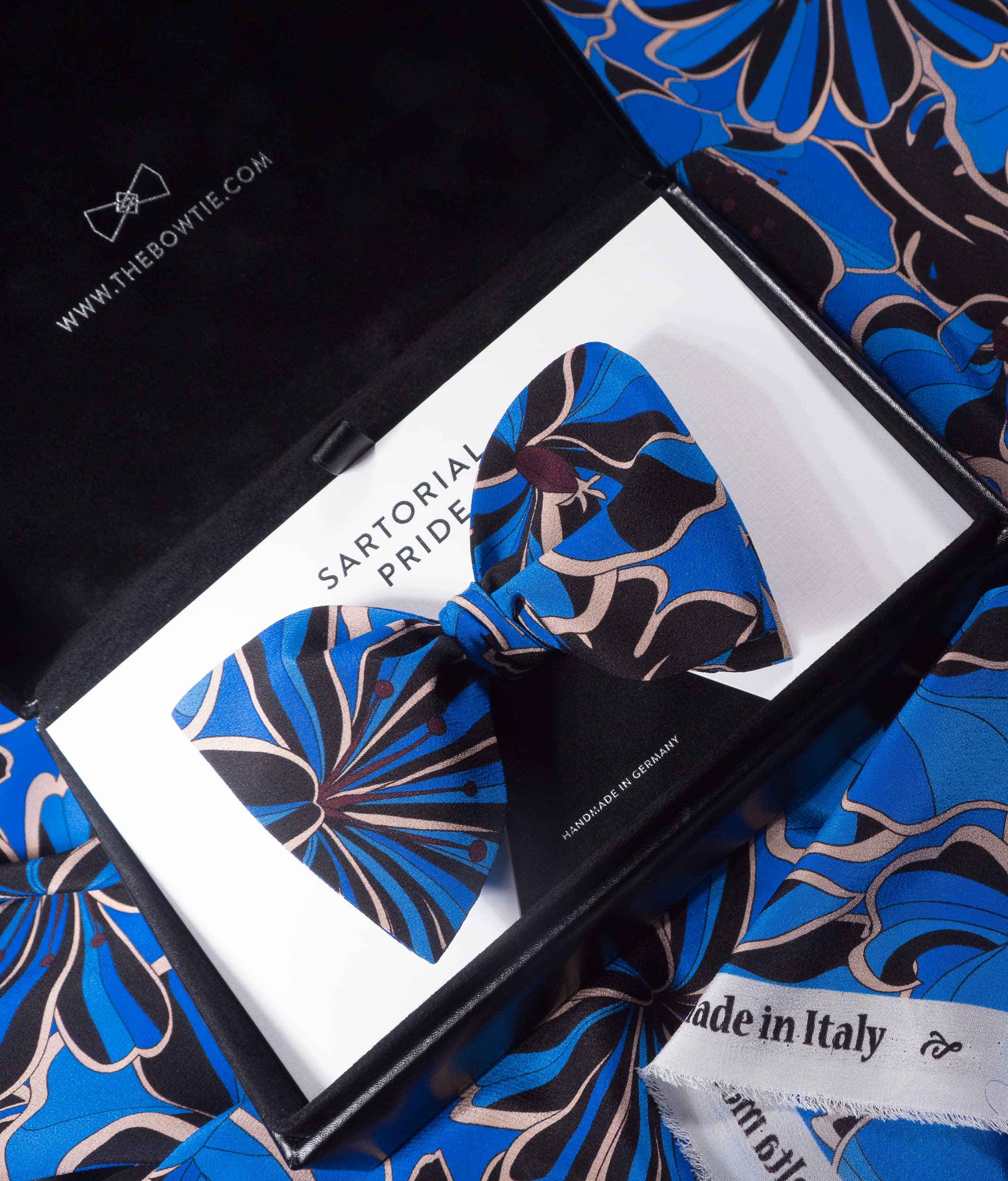 Royal Blue Floral Silk Bow Tie