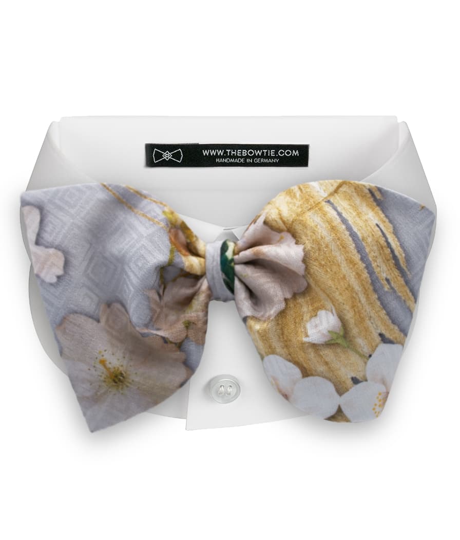 Grey Floral Bow Tie - 100% Silk - Perfect Wedding Companion - BOG7