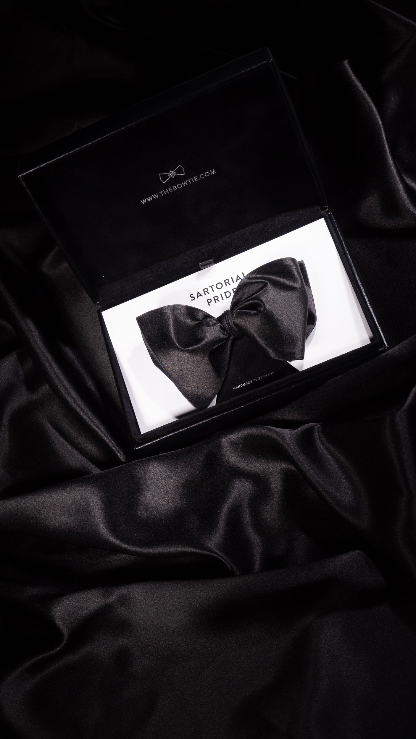 Jet Black Solid Silk Bow Tie