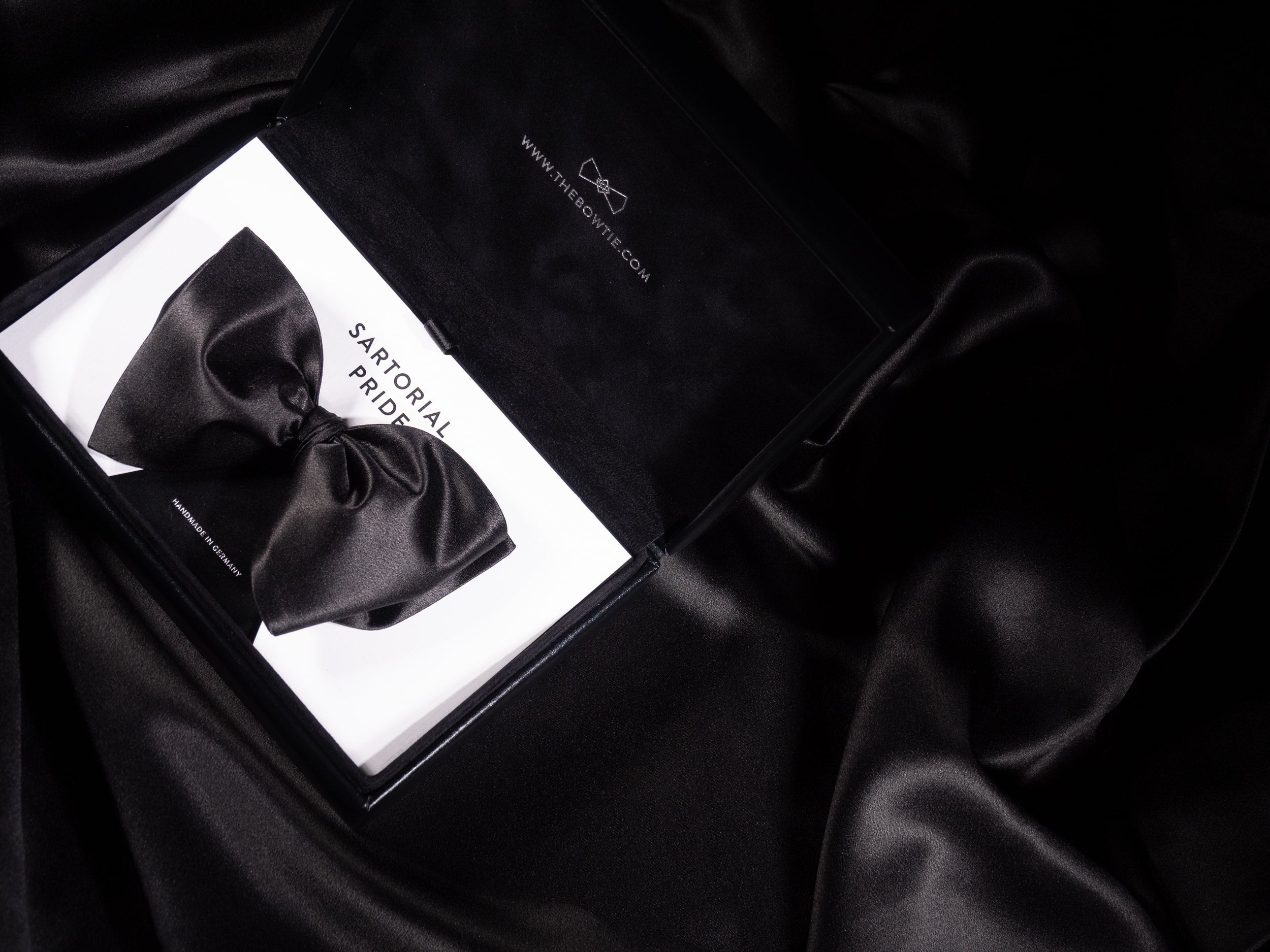 Jet Black Solid Silk Bow Tie