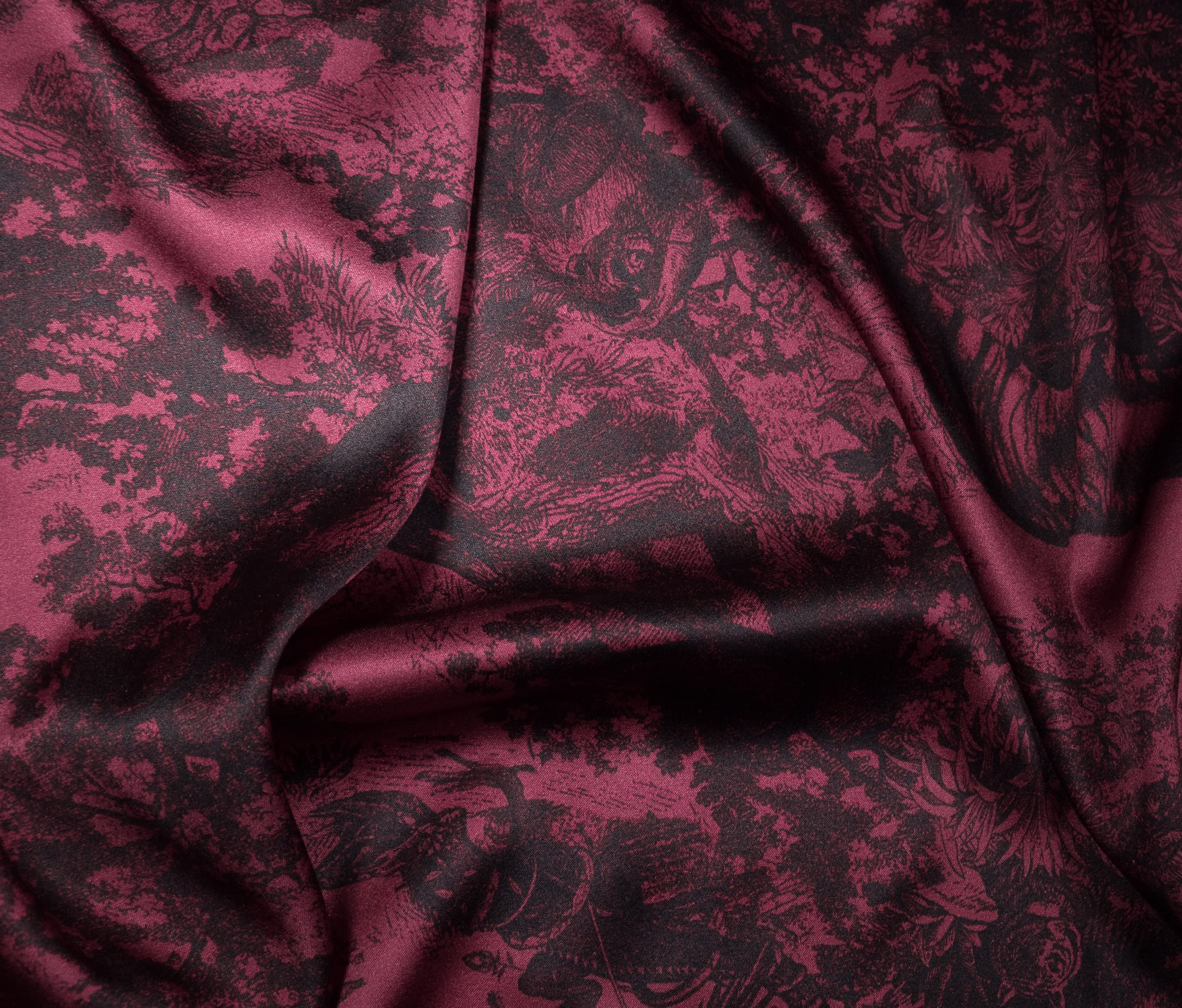 Burgundy Red Toile de Jouy Silk Bow Tie