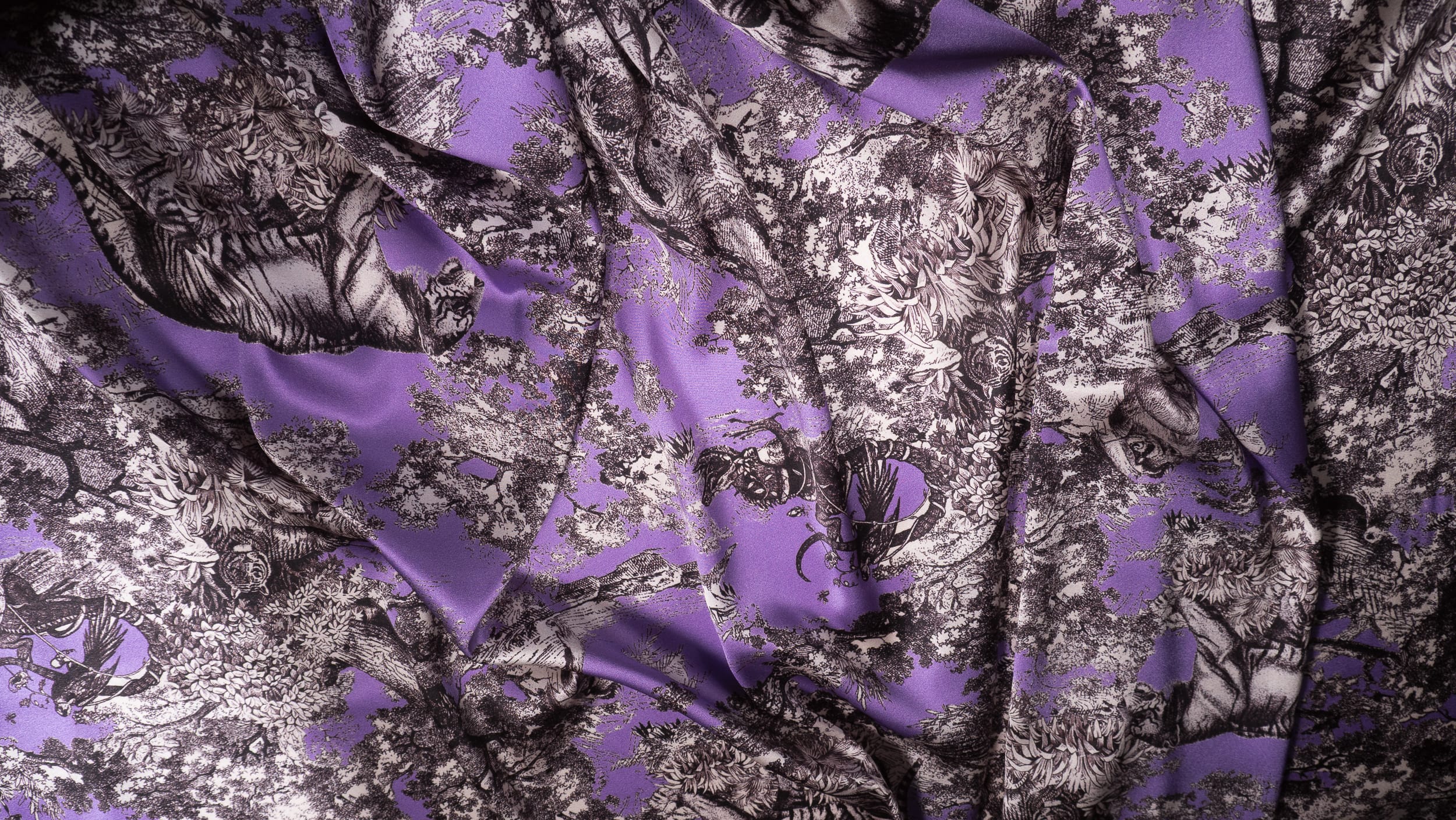 Lilac Purple Toile de Jouy Silk Bow Tie