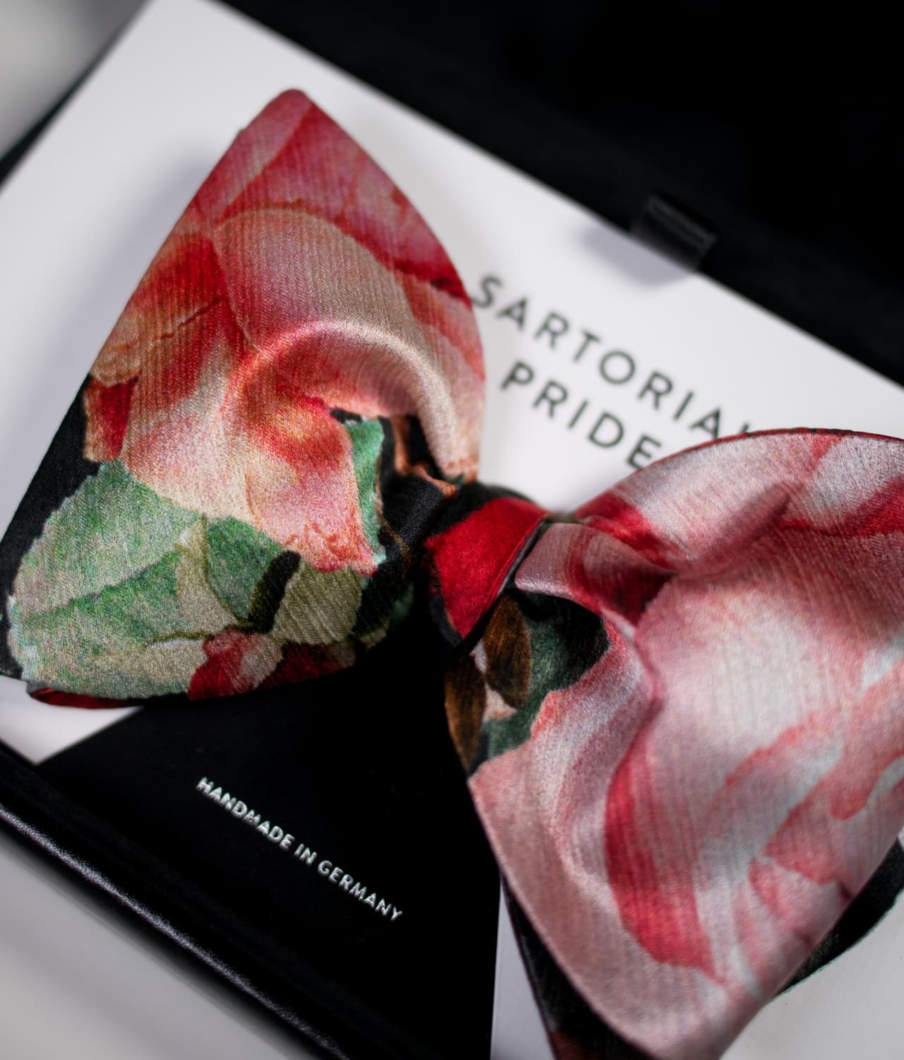 Black Bow Tie - Floral Design - 100 Silk - CDG15