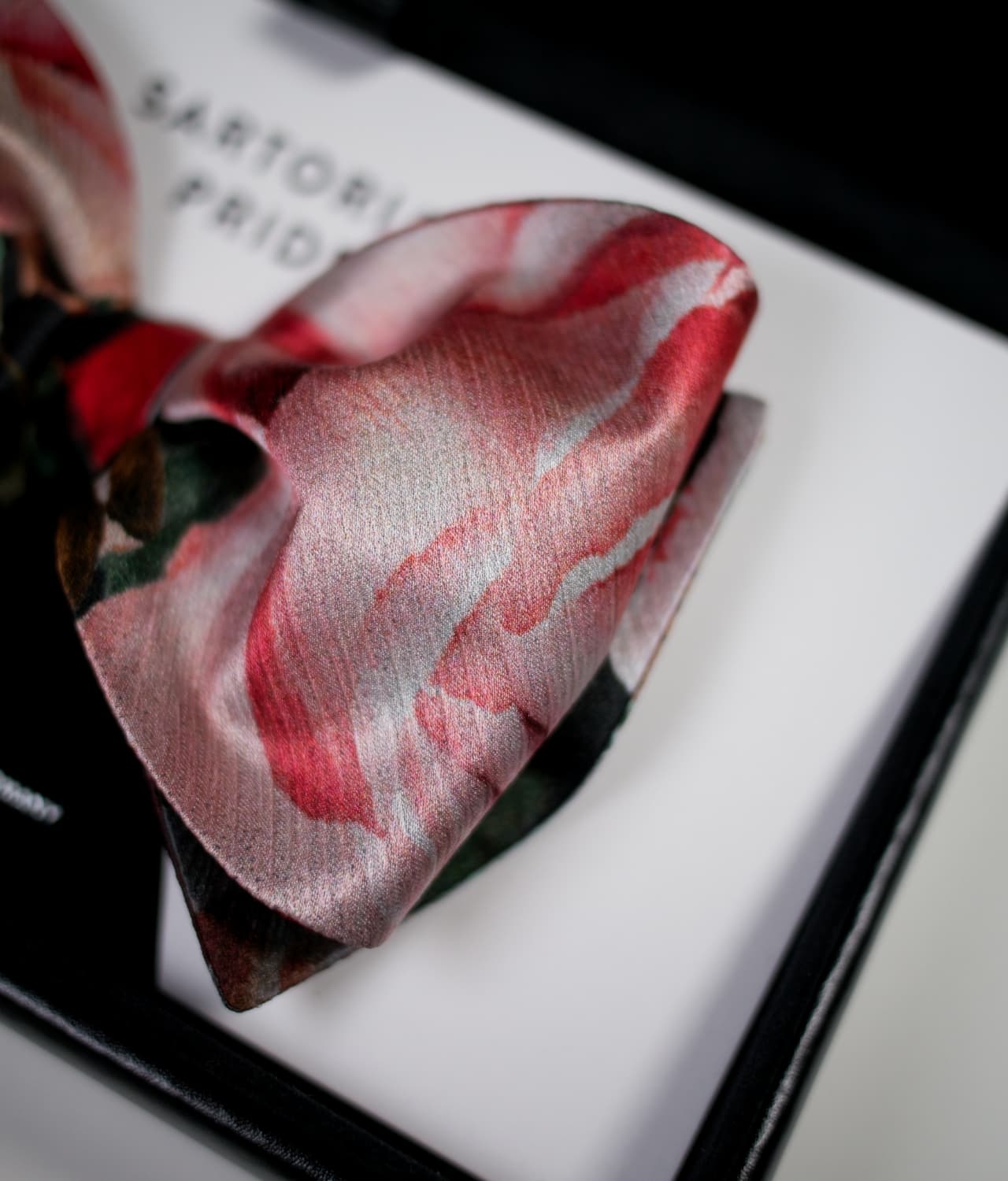 Black Bow Tie - Floral Design - 100 Silk - CDG15
