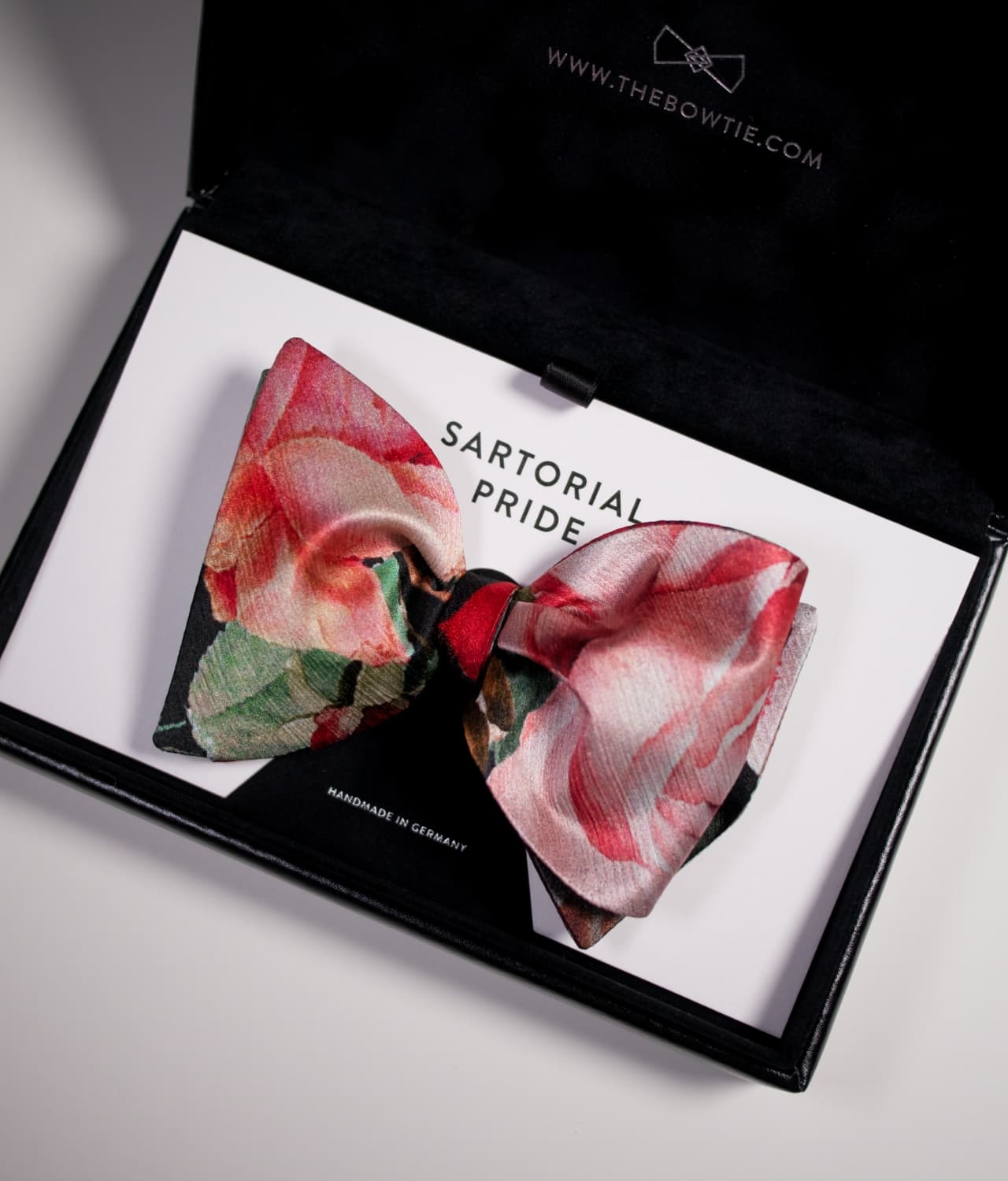 Black Bow Tie - Floral Design - 100 Silk - CDG15
