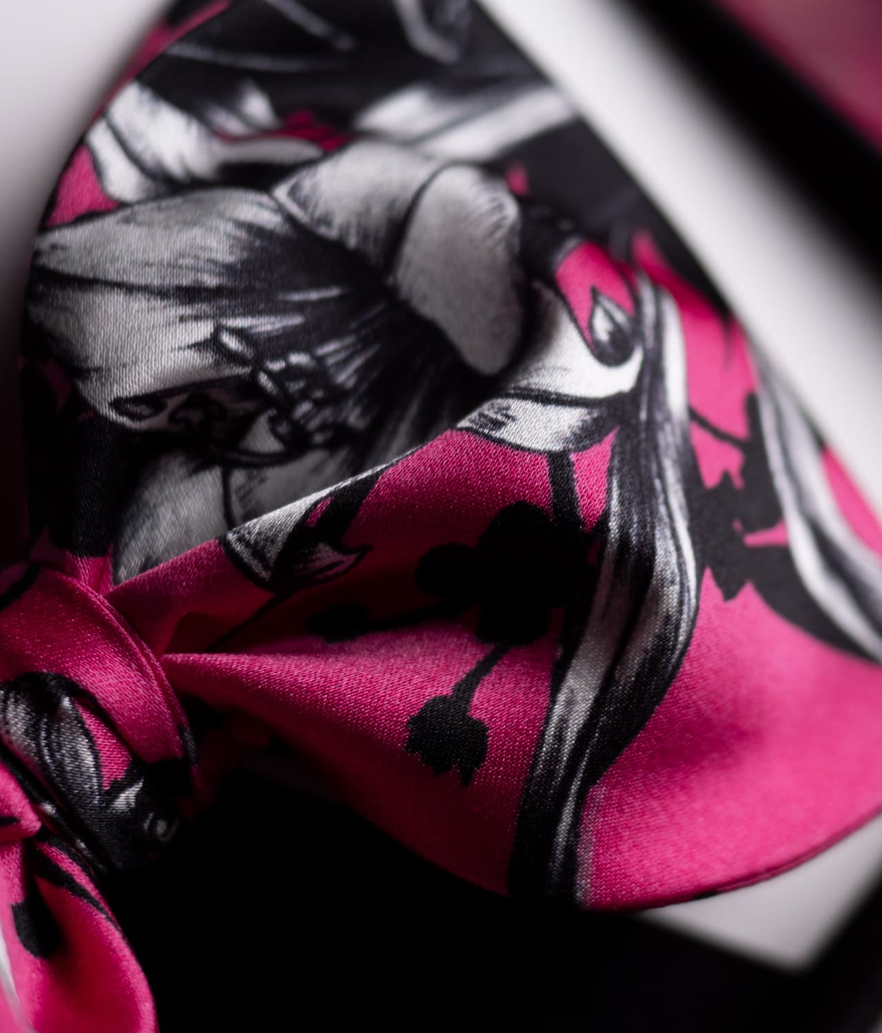 Pink Black Floral Silk Bow Tie - MIA10