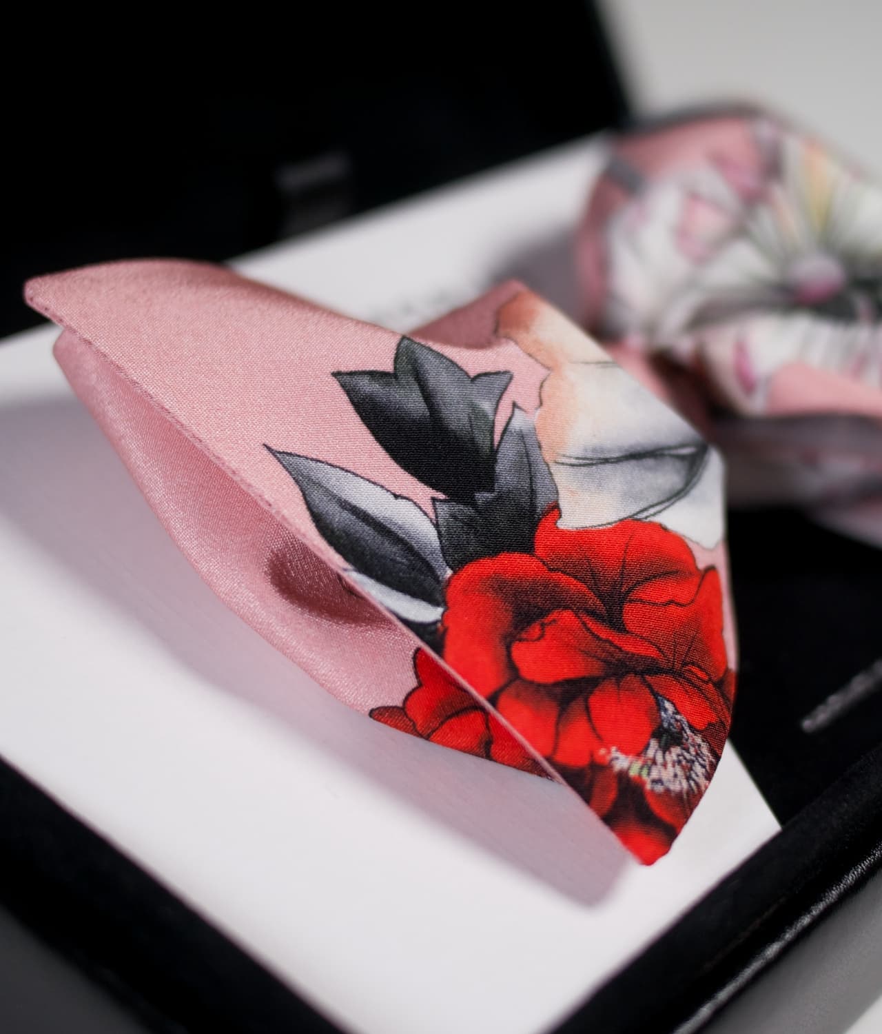 Pink Bow Tie - Floral Design - 100% SIlk - MIA6
