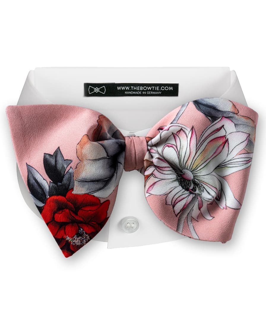 Pink Bow Tie - Floral Design - 100% SIlk - MIA6