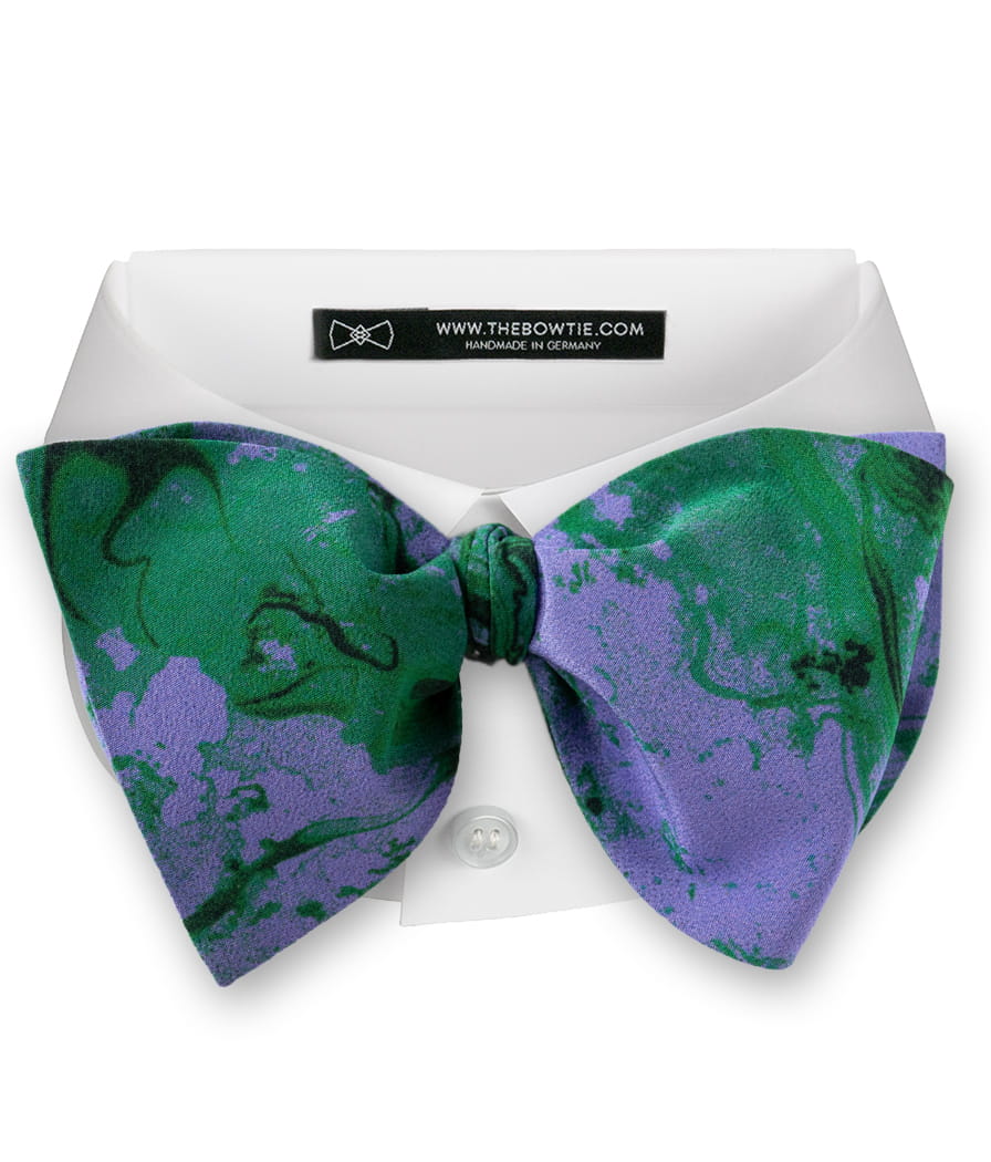 Purple / Green Marble Pattern Design - 100% Silk - Bow Tie - HNL5