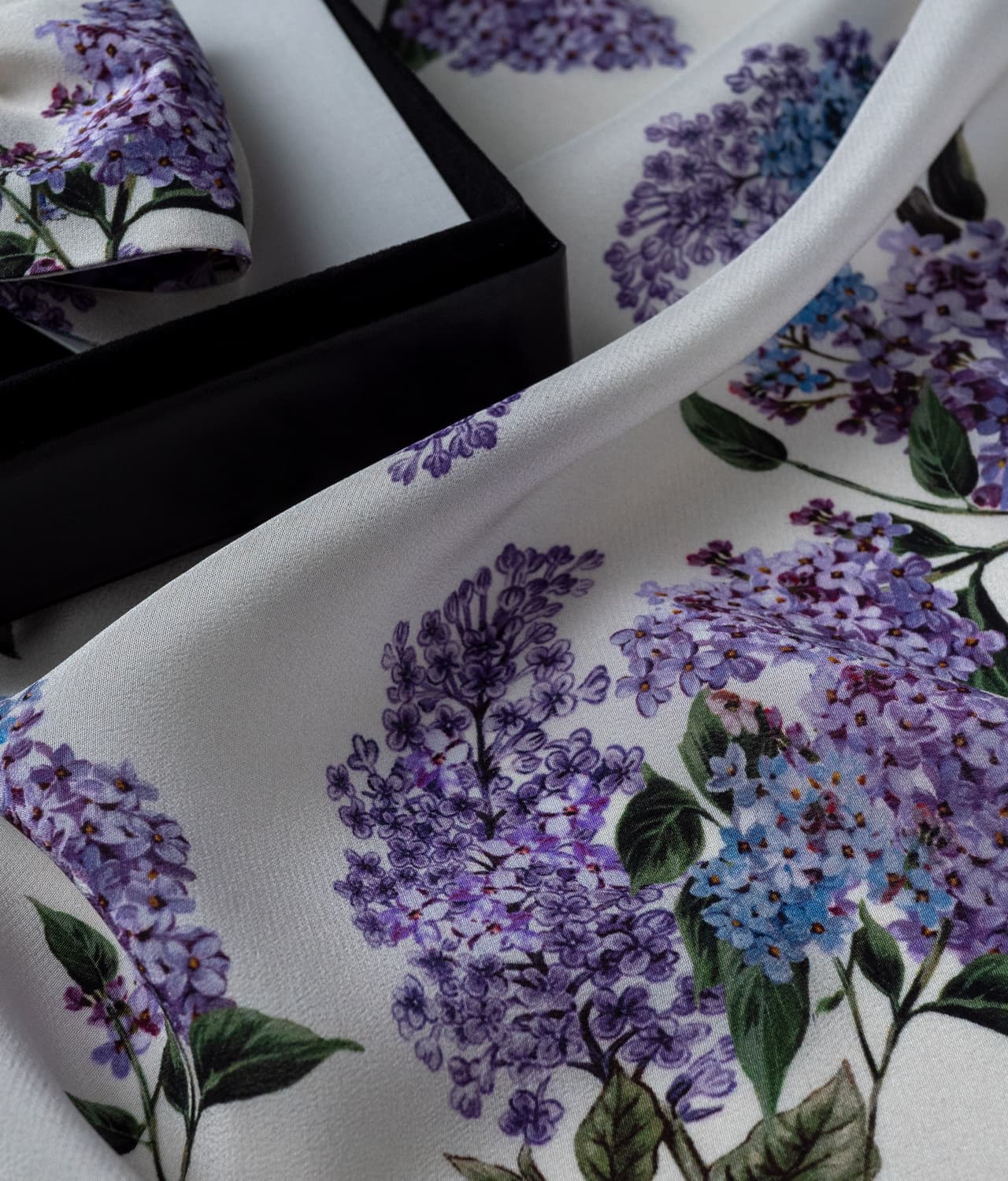 White 100% Silk Bow Tie - Purple Florals - BOD2
