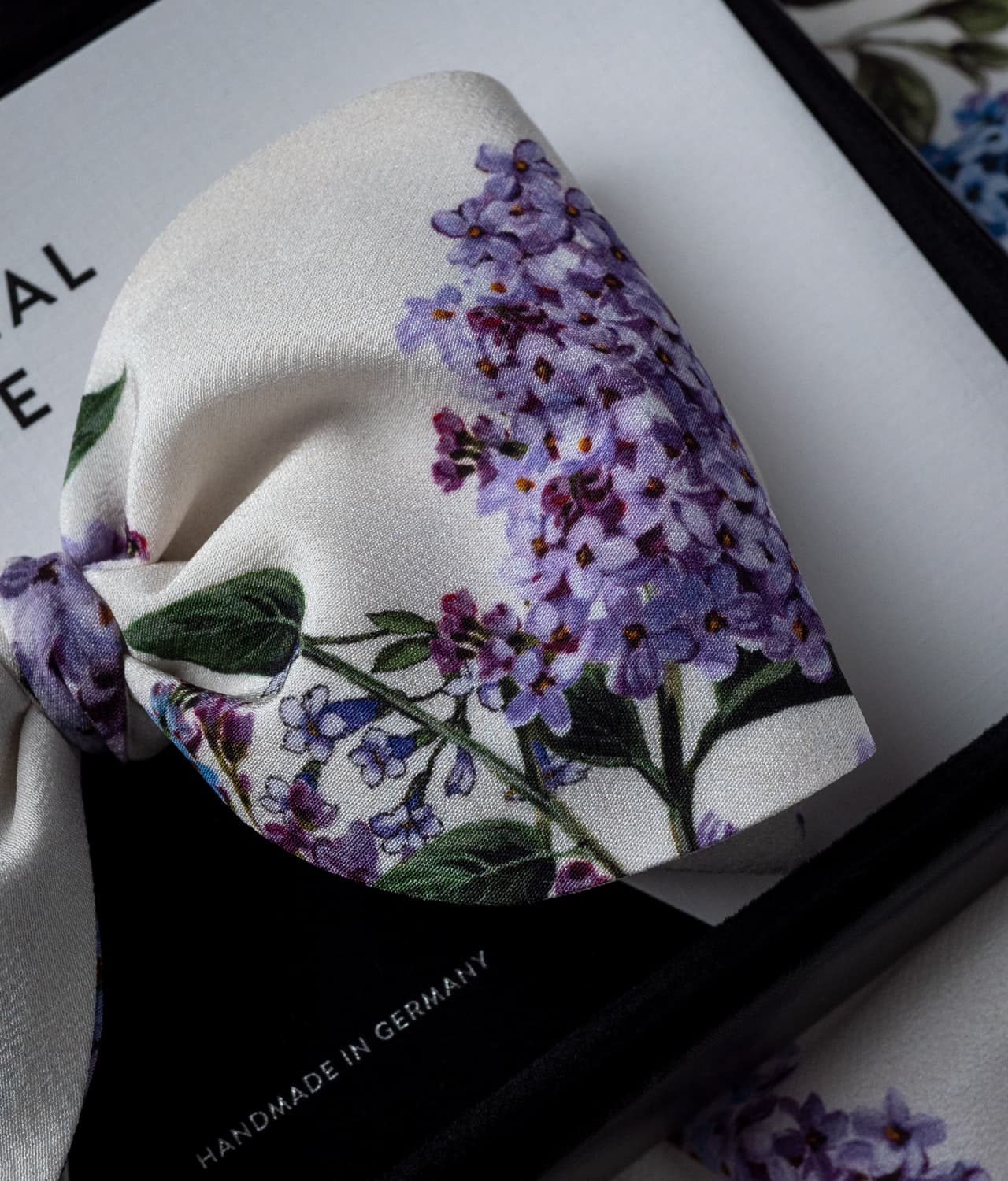 White 100% Silk Bow Tie - Purple Florals - BOD2