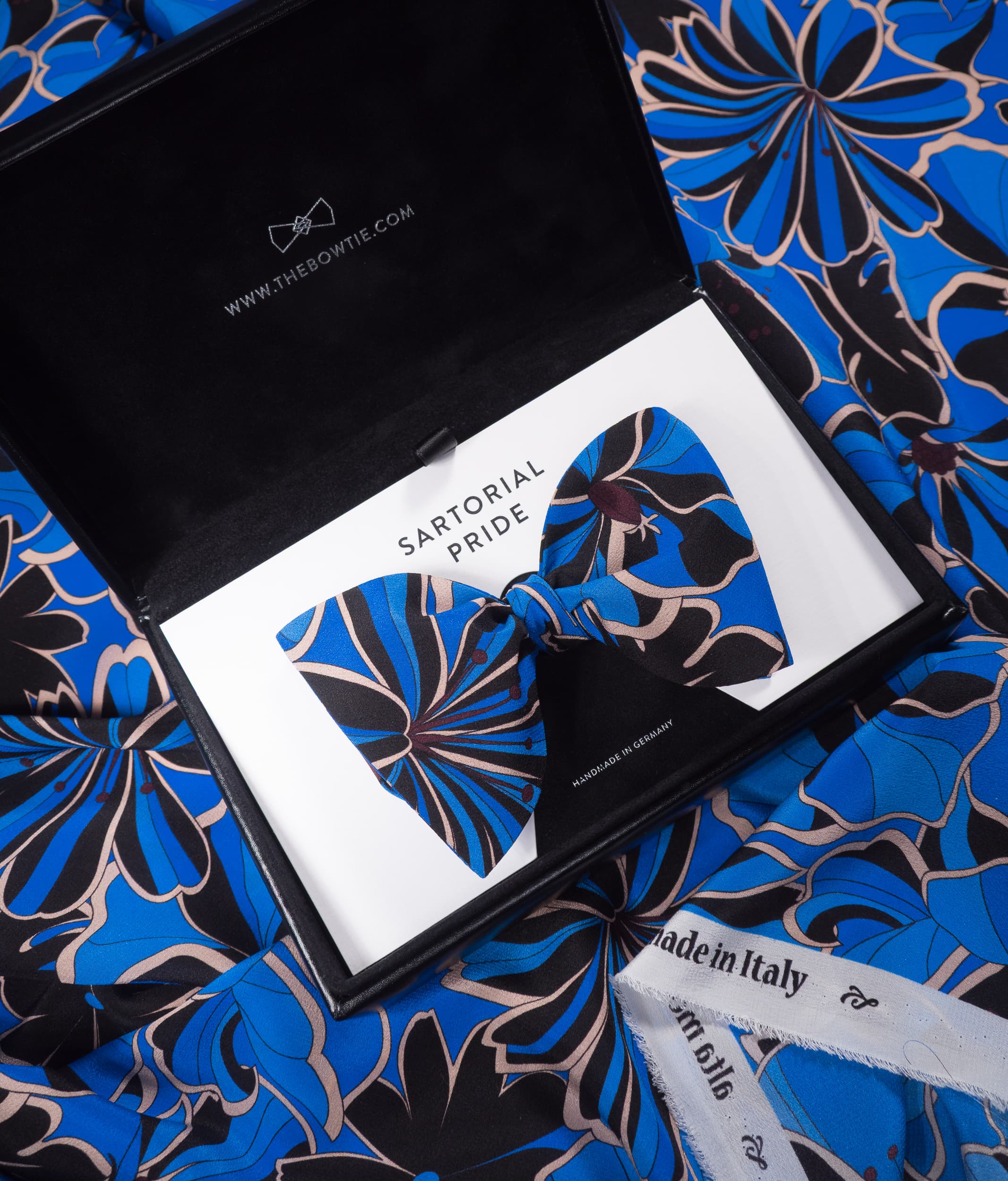 Royal Blue Floral Silk Bow Tie