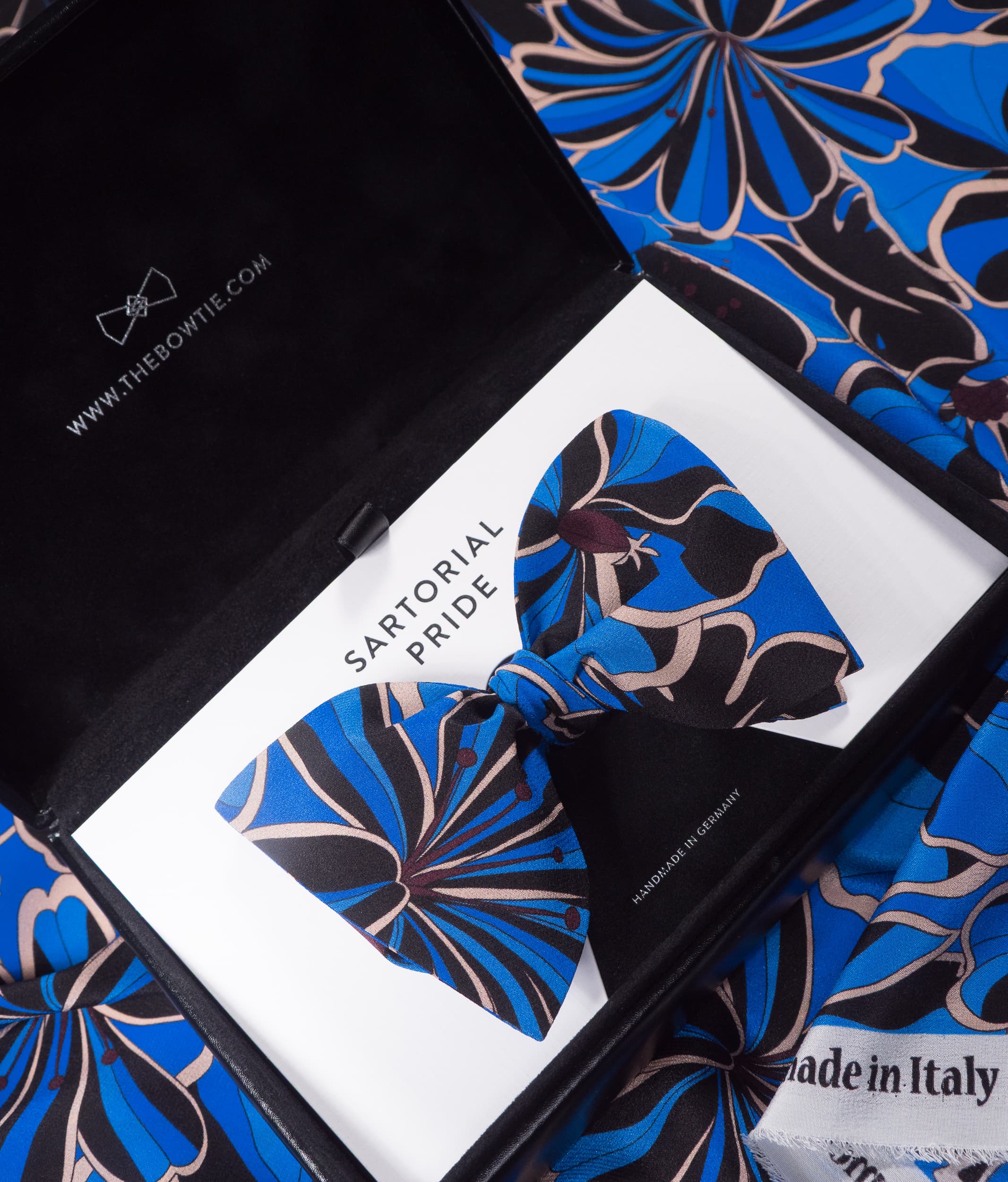 Royal Blue Floral Silk Bow Tie