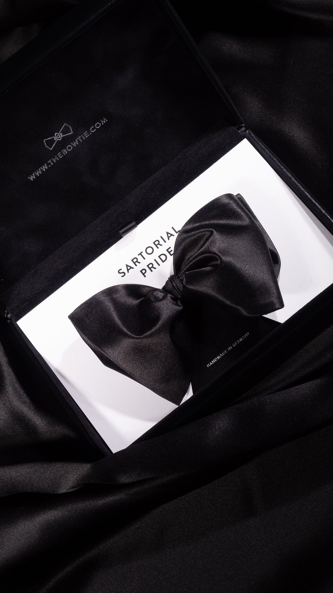 Jet Black Solid Silk Bow Tie