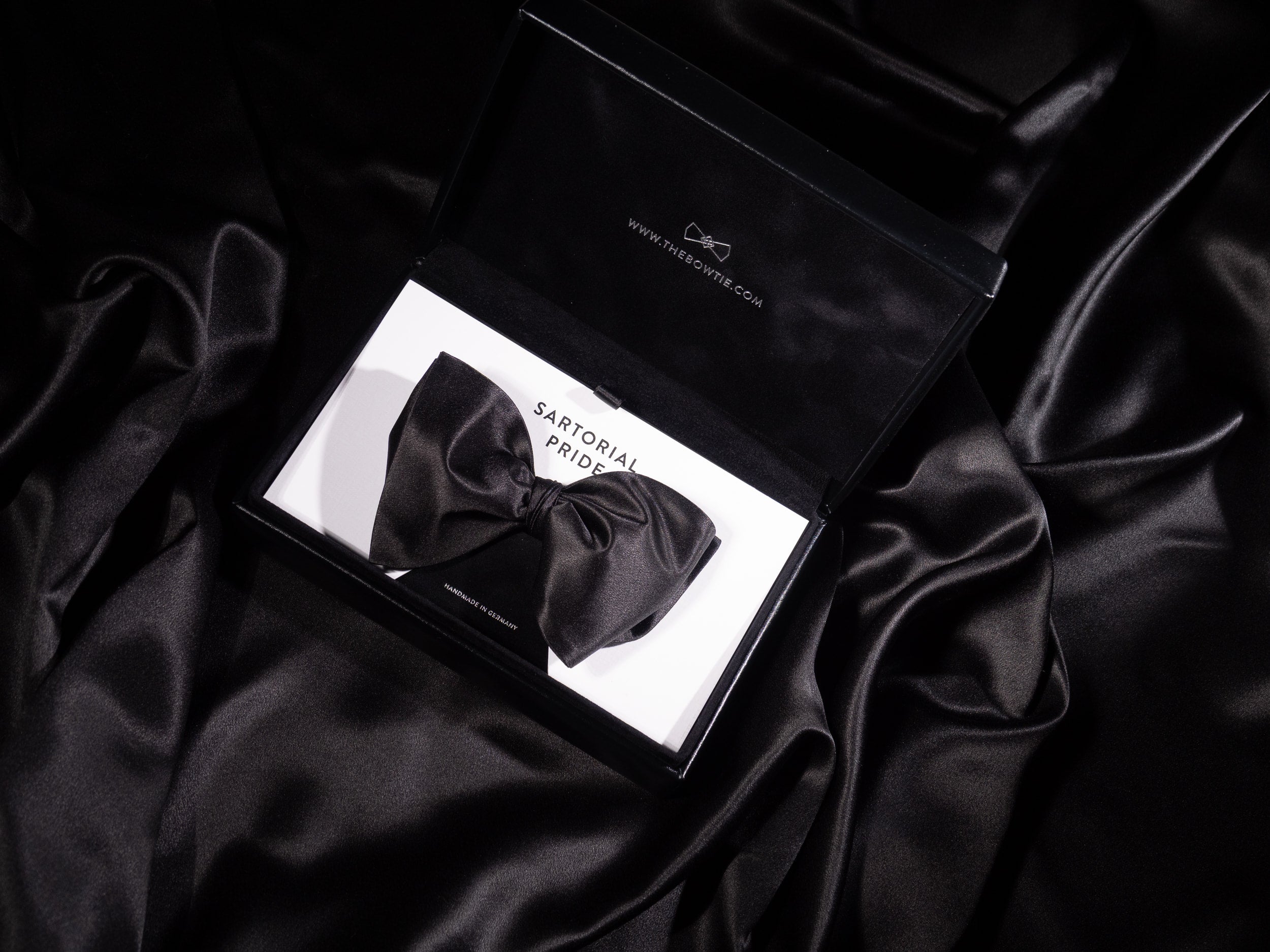 Jet Black Solid Silk Bow Tie