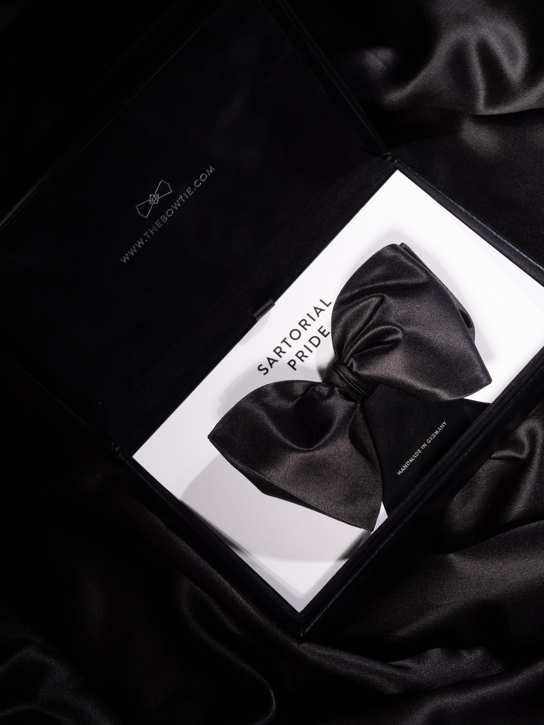 Jet Black Solid Silk Bow Tie