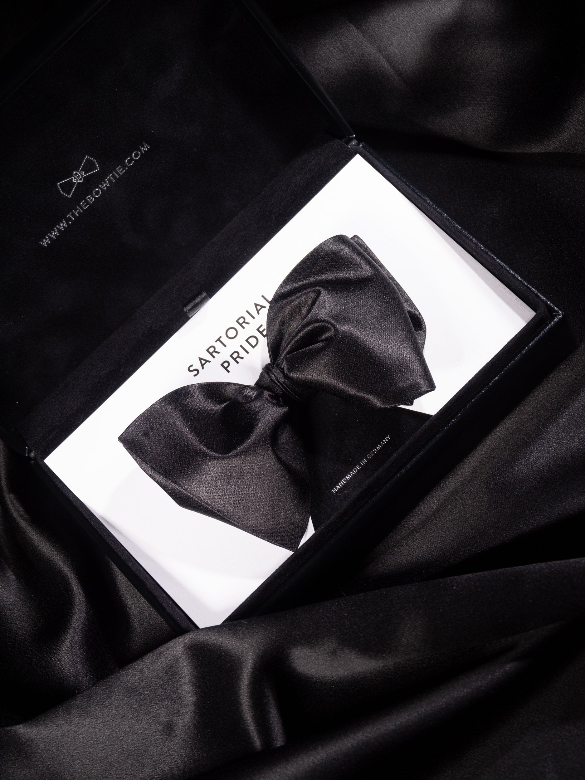 Jet Black Solid Silk Bow Tie