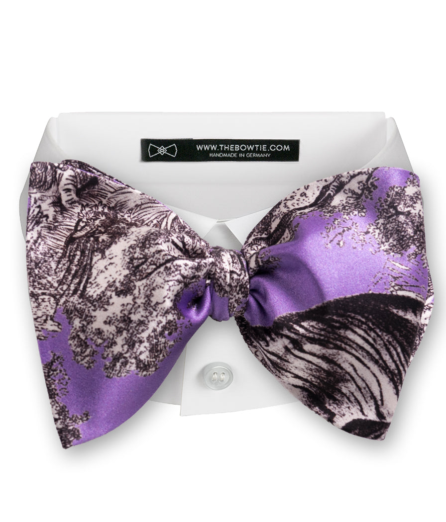 Lilac Purple Toile de Jouy Silk Bow Tie