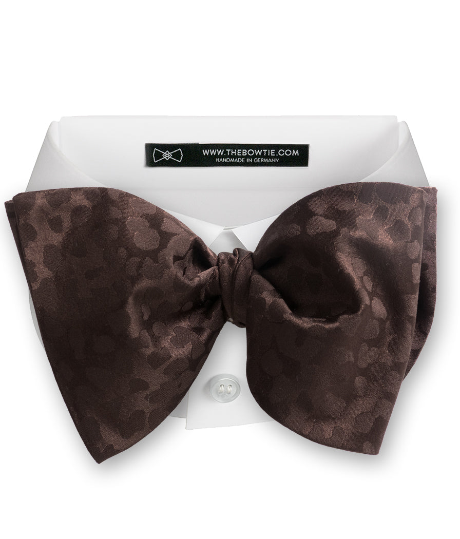 Espresso Brown Leopard Jacquard Silk Bow Tie