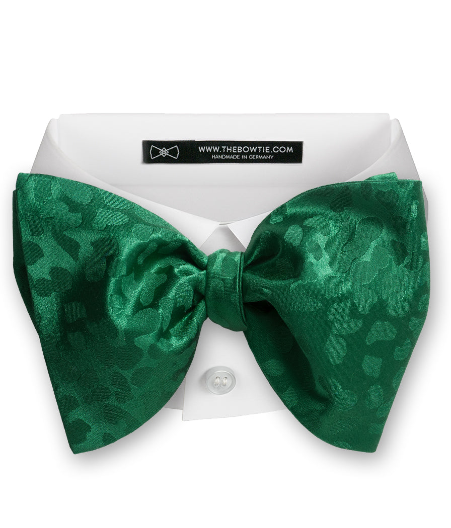 Jade Green Leopard Jacquard Silk Bow Tie