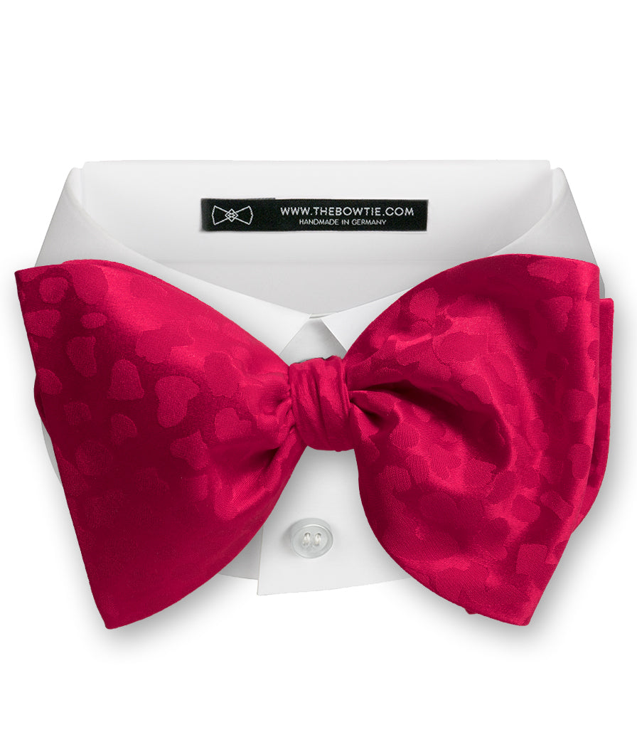 Crimson Red Leopard Jacquard Silk Bow Tie