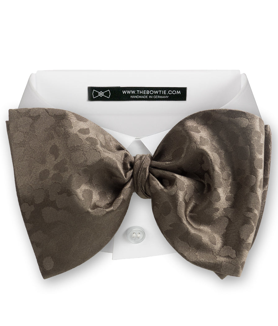 Taupe Brown Leopard Jacquard Silk Bow Tie