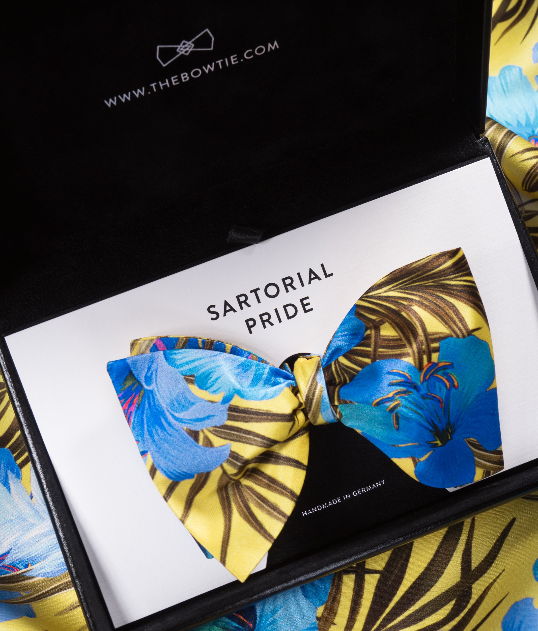 Canary Yellow & Royal Blue Tropical Floral Silk Bow Tie