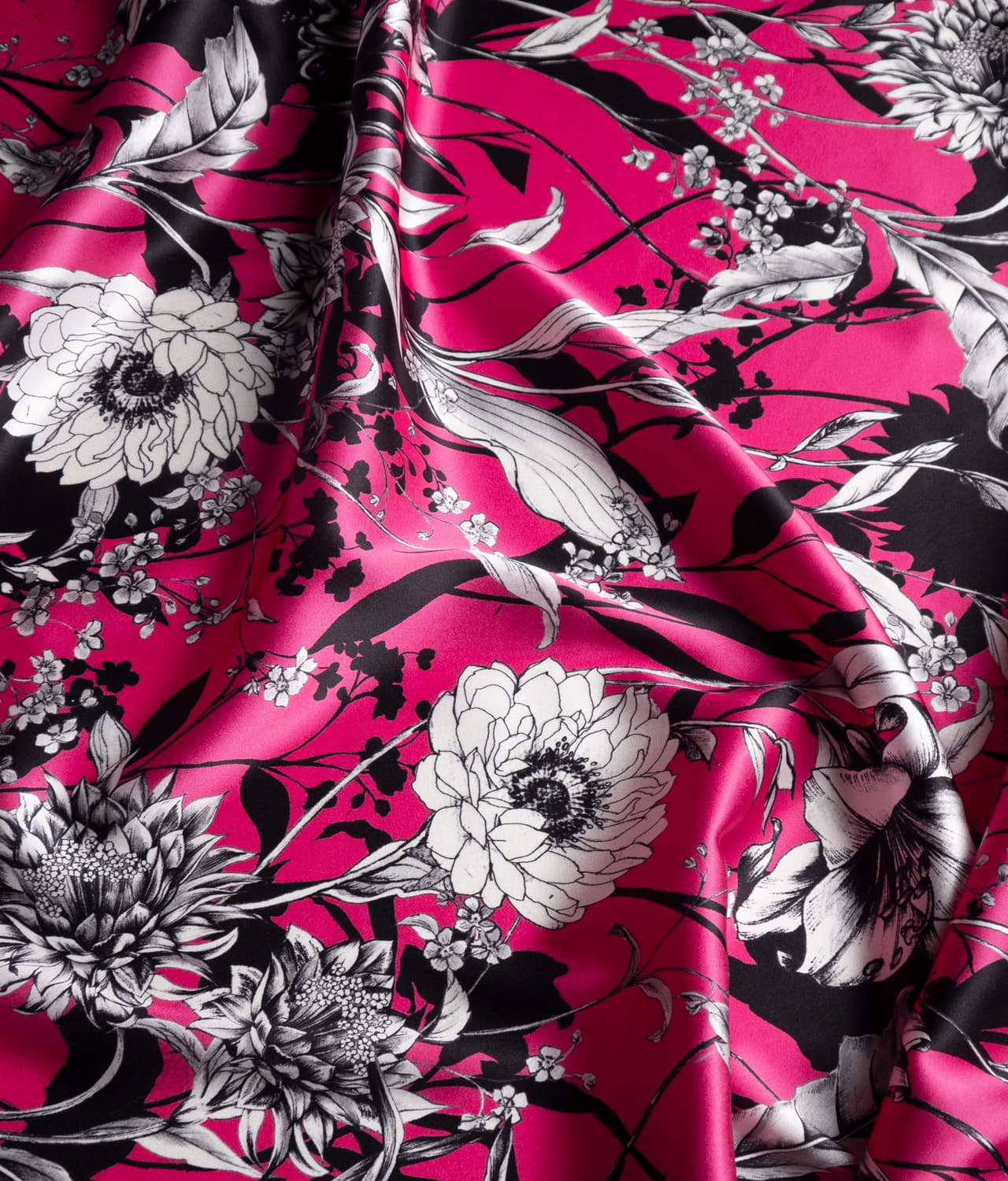 Pink Black Floral Silk Bow Tie - MIA10